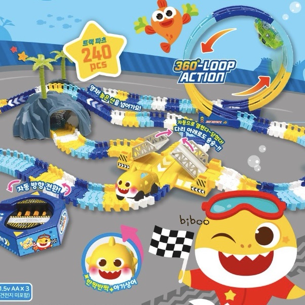 Baby Shark LED 賽車旋轉軌道
